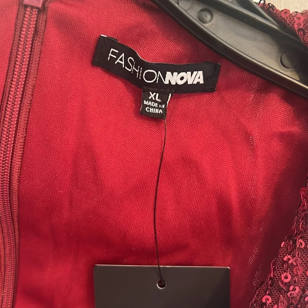 FASHION NOVA Burgundy Sequin Mini Dress - Picture 15 of 17